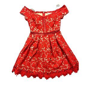 Francescas Sz S Red Beverly off Shoulder Cocktail Dress Party Lined evening wear